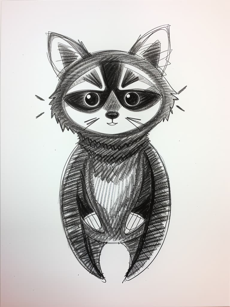  (line drawing,simple) metamorphosis (very cute raccoon),