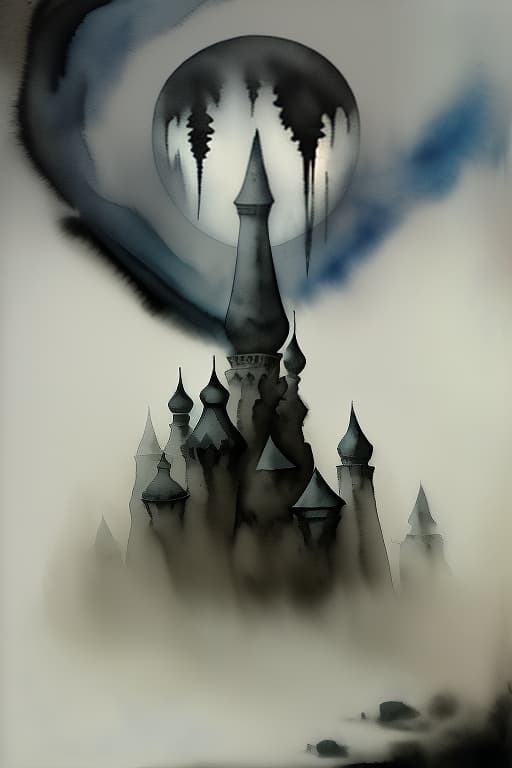  ancient rus, ghosts, ghosts, spirits, fog, lifeless earth, cold. painted with paint and brush, watercolor, smooth shadows. black, white., (surrealism), dreamlike , distorted , abstract , symbolic