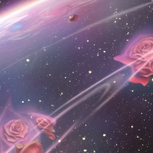  Roses falling into space and galaxies