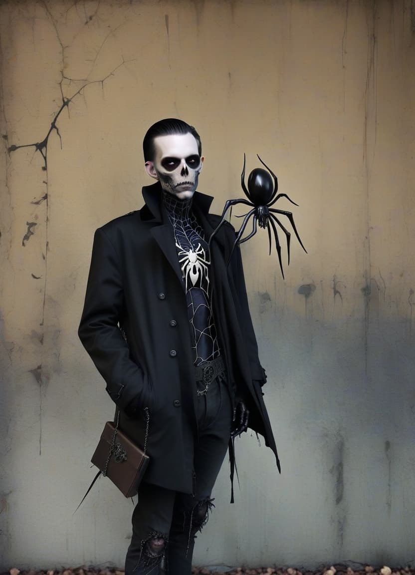  macabre style make him a spider body instead of his legs . dark, gothic, grim, haunting, highly detailed