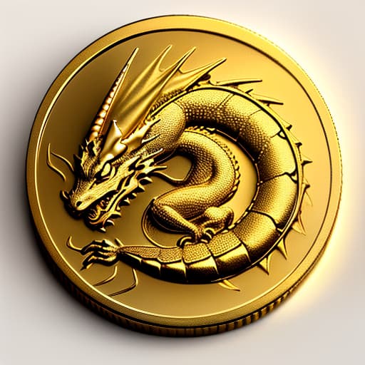  gold coin with minimalist dragon image