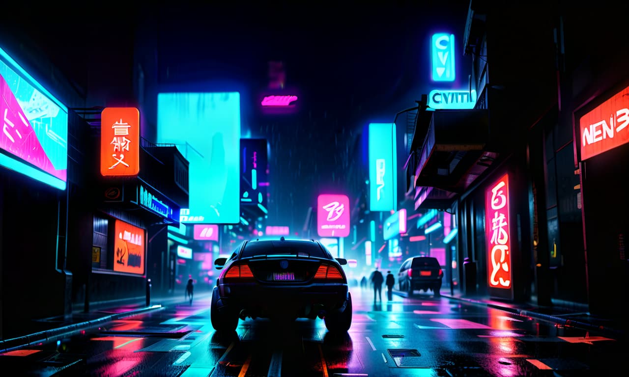  neon noir viral attacks, the virus attacks the blood in the womb . cyberpunk, dark, rainy streets, neon signs, high contrast, low light, vibrant, highly detailed, civitai