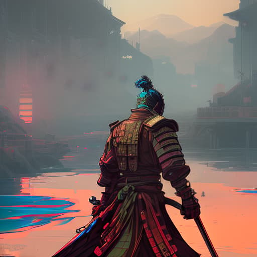 nvinkpunk samurai with a sword in kabuto with a long sword, (extremely detailed oil painting:1.2), glow effects, godrays, hand drawn, render, 8k, octane render, cinema 4d, blender, dark, atmospheric 4k ultra detailed, cinematic sensual, sharp focus, humorous illustration, big depth of field, masterpiece, colors, 3d octane render, 4k, concept art, trending on artstation, hyperrealistic, vivid colors, extremely detailed cg unity 8k wallpaper, trending on artstation, trending on cgsociety, intricate, high detail, dramatic