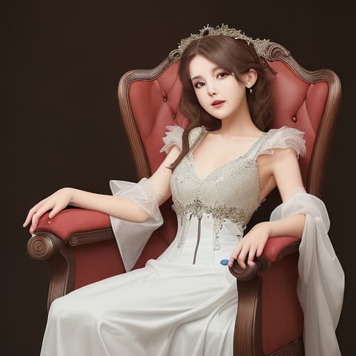  a sitting in the chair she nood her gown opened ons and her opened look