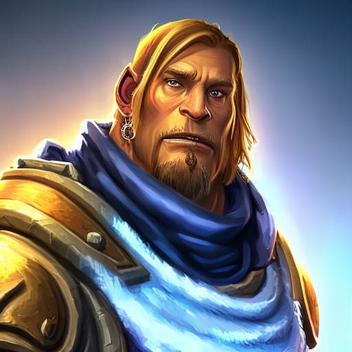 portrait+ style Warcraft actor blonde hunk dude face