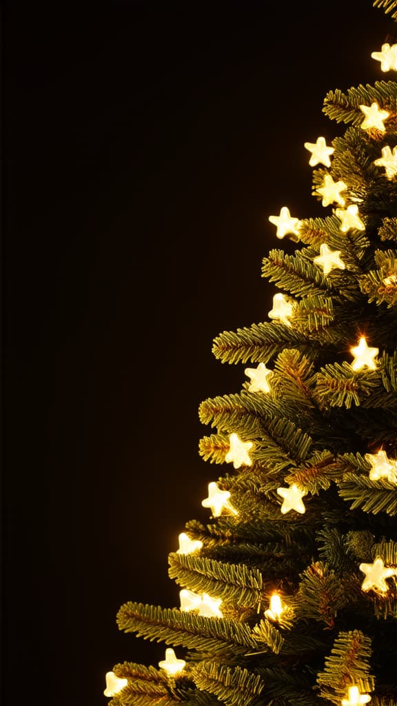  professional detailed photography, twinkling golden lights on dark background. christmas background. ar 9:16, (muted colors, dim colors, soothing tones), (vsco:0.3)