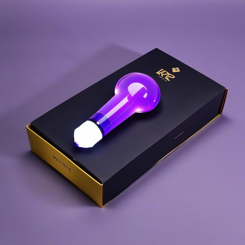  kpop gem top long lightstick dark purple concept with a box