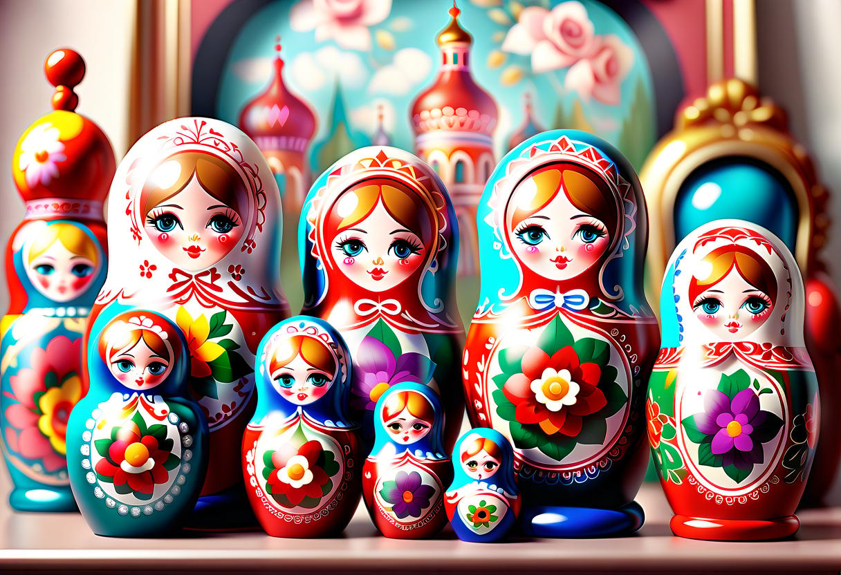  concept art one russian matreshka, glamour style, high detail, no backgroung . digital artwork, illustrative, painterly, matte painting, highly detailed, sticker