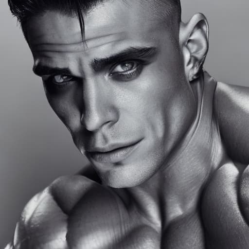 portrait+ style IFBB star bodybuilder queer brunette hunk dude face