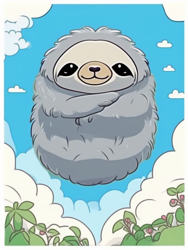  masterpiece,best work,(((cloud in the shape of a sloth ☁))),(((only cloud))),(((outlines only))),cartoonish expression,blue sky background,comical,easy,simple pattern,simple picture,crayon line