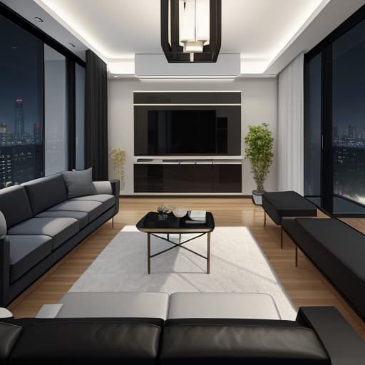  masterpiece, best quality, best quality, masterpiece, 8k resolution,high resolution concept art of an apartment living room with floor to ceiling windows and modern furniture