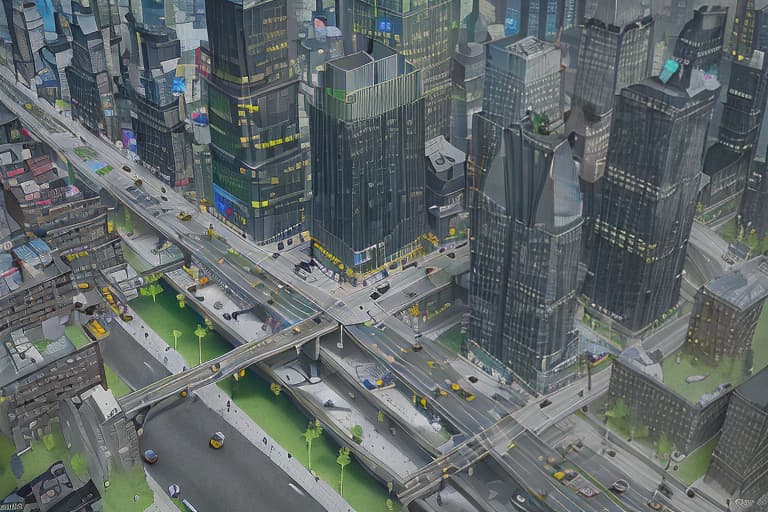  Create a blank road map of Gotham City with: - Roads, highways, and alleys - Empty spaces for buildings and landmarks - Basic road features like streetlights and crosswalks Leave the building spaces blank for customization.