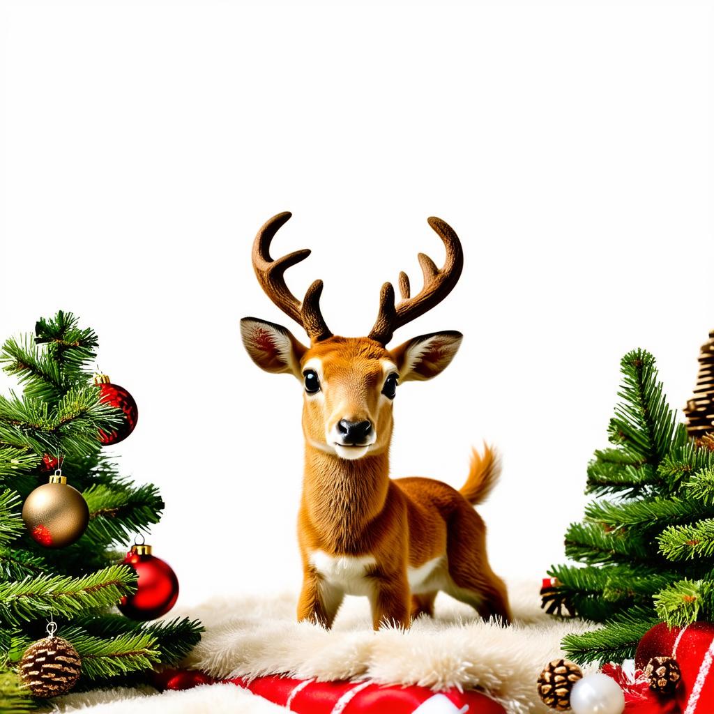  professional detailed photography, classic minimalist cute christmas deer on solid white background, pastel shades , (muted colors, dim colors, soothing tones), (vsco:0.3)