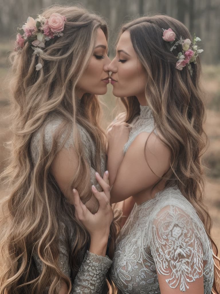  jenna ortega and blake lively kissing hyperrealistic, full body, detailed clothing, highly detailed, cinematic lighting, stunningly beautiful, intricate, sharp focus, f/1. 8, 85mm, (centered image composition), (professionally color graded), ((bright soft diffused light)), volumetric fog, trending on instagram, trending on tumblr, HDR 4K, 8K