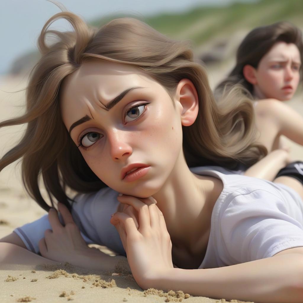  zosya nochinaya fainted on the beach and her friend tries to bring her to her senses.