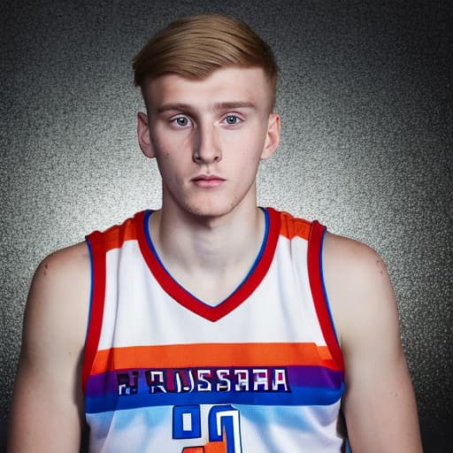 portrait+ style Russian LGBT queer basketball player blonde hunk dude face