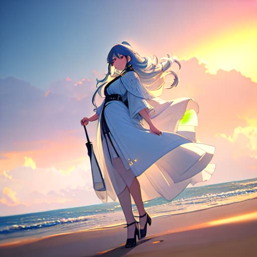  (Mujeres holisticas enla playa en vestidos), anime, highly detailed, 4k, high quality, trending on art station hyperrealistic, full body, detailed clothing, highly detailed, cinematic lighting, stunningly beautiful, intricate, sharp focus, f/1. 8, 85mm, (centered image composition), (professionally color graded), ((bright soft diffused light)), volumetric fog, trending on instagram, trending on tumblr, HDR 4K, 8K