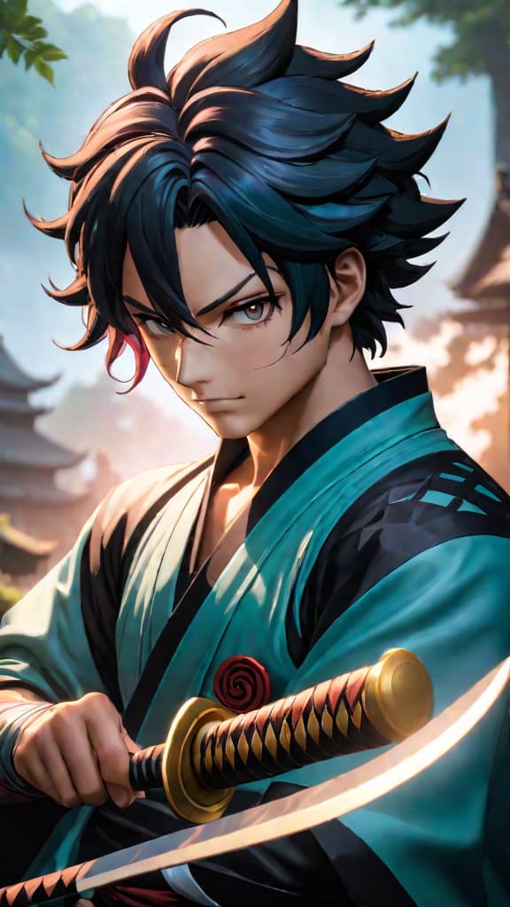  depict tanjiro kamado's scar evolving symbolically, showcasing his journey to a legendary demon slayer in "demon slayer: kimetsu no yaiba" anime art. hyperrealistic, full body, detailed clothing, highly detailed, cinematic lighting, stunningly beautiful, intricate, sharp focus, f/1. 8, 85mm, (centered image composition), (professionally color graded), ((bright soft diffused light)), volumetric fog, trending on instagram, trending on tumblr, HDR 4K, 8K