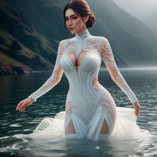  WATER hyperrealistic, full body, detailed clothing, highly detailed, cinematic lighting, stunningly beautiful, intricate, sharp focus, f/1. 8, 85mm, (centered image composition), (professionally color graded), ((bright soft diffused light)), volumetric fog, trending on instagram, trending on tumblr, HDR 4K, 8K