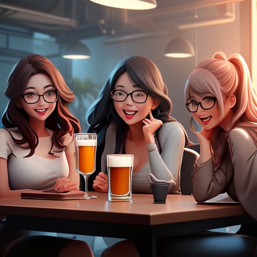  The company's employees are taking a break in the office, holding glasses of beer, joking, laughing in an anime style. hyperrealistic, full body, detailed clothing, highly detailed, cinematic lighting, stunningly beautiful, intricate, sharp focus, f/1. 8, 85mm, (centered image composition), (professionally color graded), ((bright soft diffused light)), volumetric fog, trending on instagram, trending on tumblr, HDR 4K, 8K