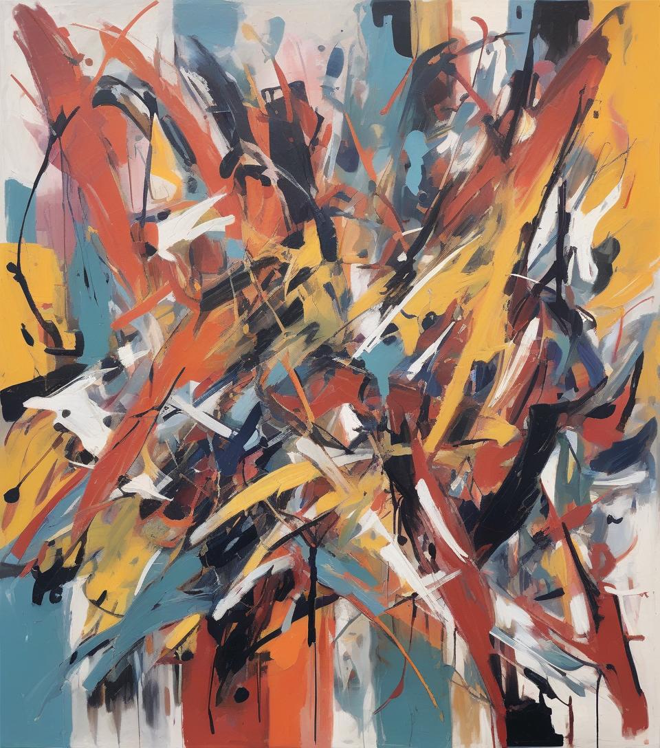  abstract expressionist painting 20 century girl boss . energetic brushwork, bold colors, abstract forms, expressive, emotional