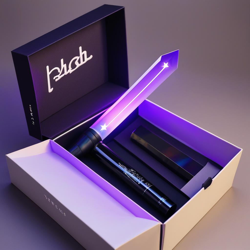  kpop gem top long lightstick dark purple concept with a box