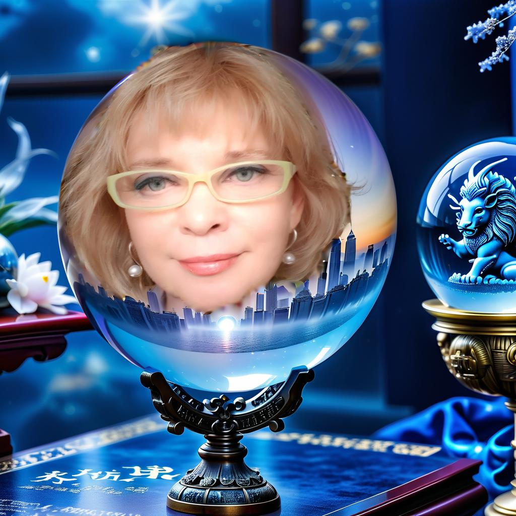  the photo inside the crystal ball at the edges is surrounded by a blue haze. zodiac signs., hkmagic, civitai