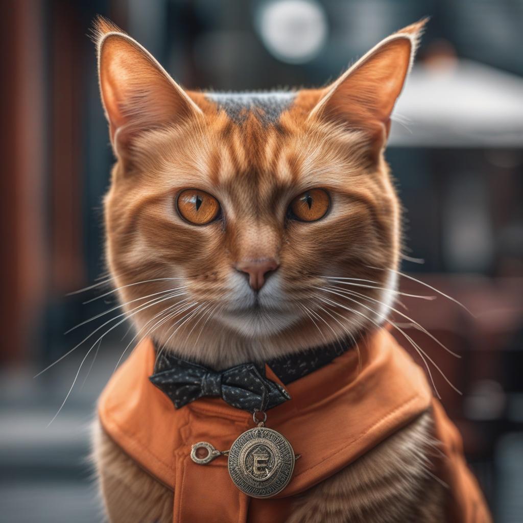  gato naranja hyperrealistic, full body, detailed clothing, highly detailed, cinematic lighting, stunningly beautiful, intricate, sharp focus, f/1. 8, 85mm, (centered image composition), (professionally color graded), ((bright soft diffused light)), volumetric fog, trending on instagram, trending on tumblr, HDR 4K, 8K