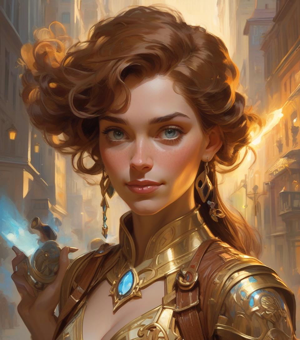  retrato de (mulher sks) de bom humor, , mulher atraente, design de personagens, dynamic lighting, tonalidade fria e brilhante, pintura de gaston bussiere, craig mullins, j.. c. leyendecker, tone of finland