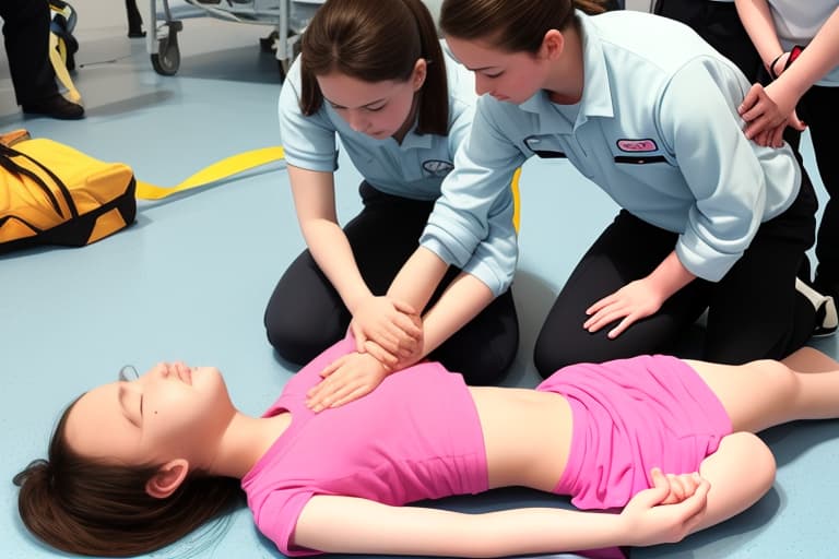  fainted girl being helped