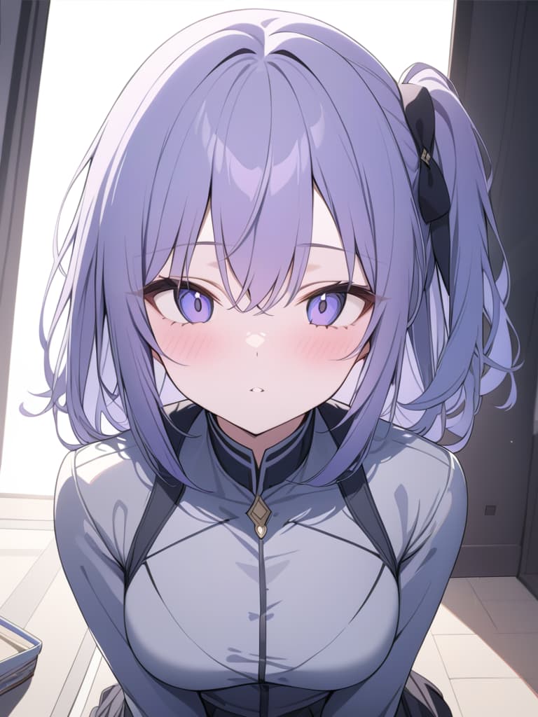  light purple hair, shortcut, front facing, masterpiece, best quality,8k,ultra detailed,high resolution,an extremely delicate and beautiful,hyper detail