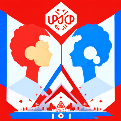 in OliDisco style create a National unity platform (NUP) poster encouraging people to join the political party. our colour's are red blue and white