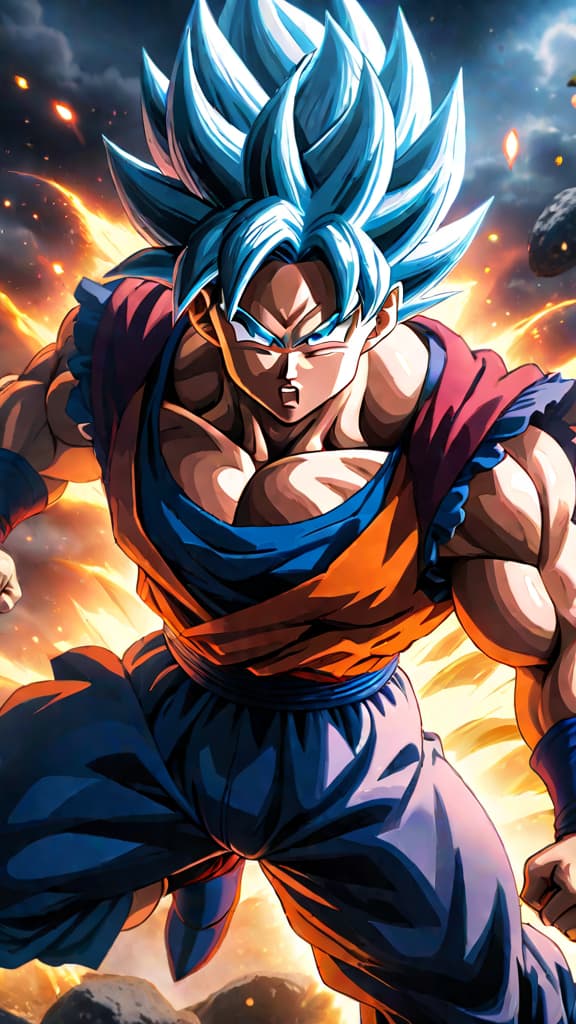  ultra instinct goku effortlessly dodging and countering jiren's attacks, divine aura glowing, dragon ball super, anime art hyperrealistic, full body, detailed clothing, highly detailed, cinematic lighting, stunningly beautiful, intricate, sharp focus, f/1. 8, 85mm, (centered image composition), (professionally color graded), ((bright soft diffused light)), volumetric fog, trending on instagram, trending on tumblr, HDR 4K, 8K