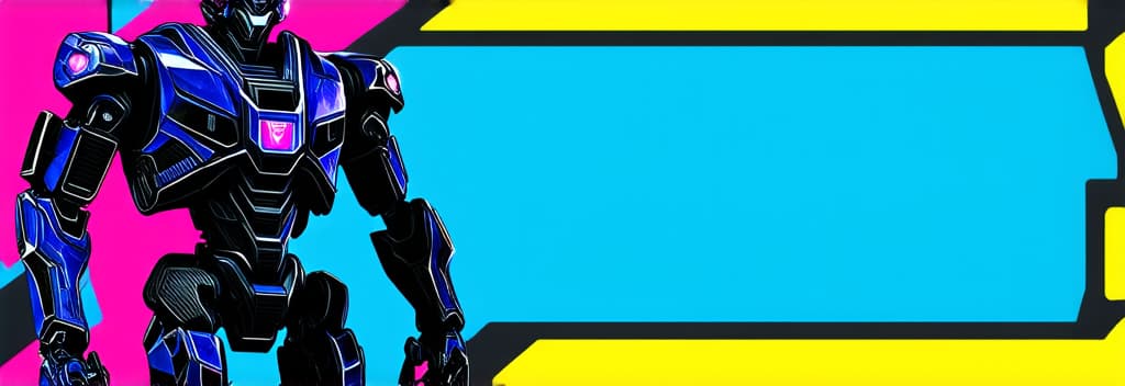  banner with free space, cyber punk robot man at left side (((2/3 free background))) ar 3:1 {prompt}, maximum details