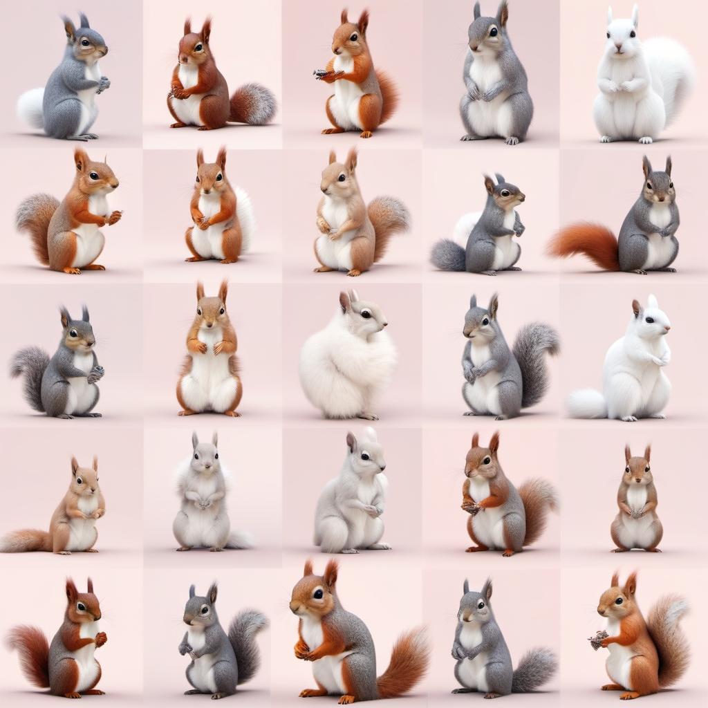  Beautiful fluffy squirrels hyperrealistic, full body, detailed clothing, highly detailed, cinematic lighting, stunningly beautiful, intricate, sharp focus, f/1. 8, 85mm, (centered image composition), (professionally color graded), ((bright soft diffused light)), volumetric fog, trending on instagram, trending on tumblr, HDR 4K, 8K