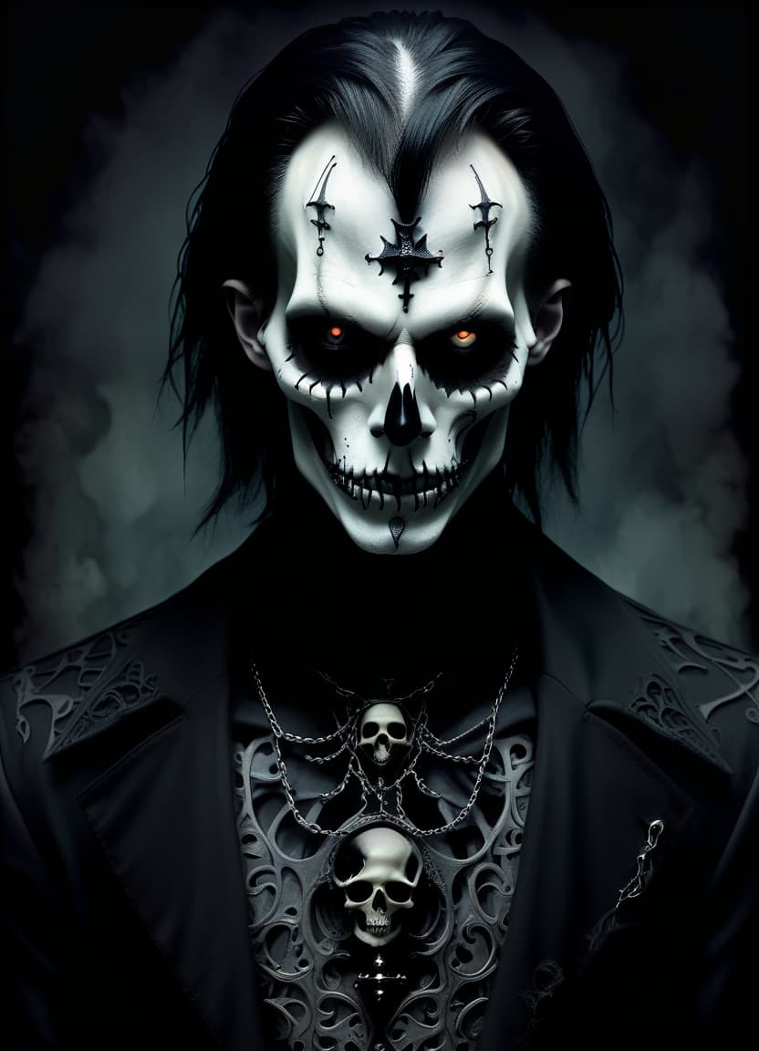  macabre style make him a human face . dark, gothic, grim, haunting, highly detailed