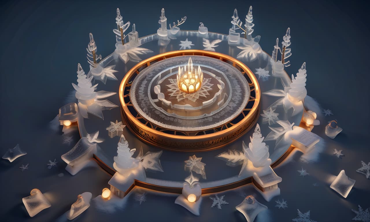  professional 3d model a platform made of ice with beautiful ornament . octane render, highly detailed, volumetric, dramatic lighting, civitai