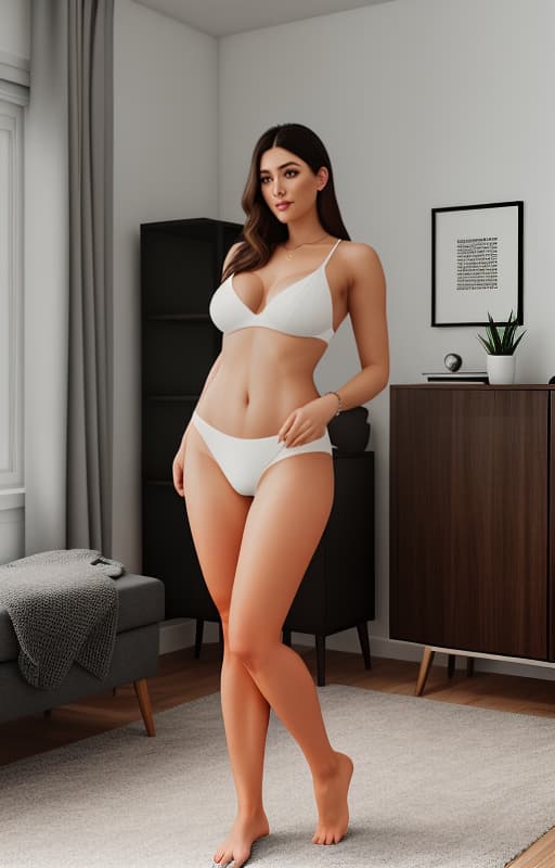  a young American room at home, Showing her body, white skin, brown hair, , full body, no clothes, highly detailed, hyperrealistic, full body, detailed clothing, highly detailed, cinematic lighting, stunningly beautiful, intricate, sharp focus, f/1. 8, 85mm, (centered image composition), (professionally color graded), ((bright soft diffused light)), volumetric fog, trending on instagram, trending on tumblr, HDR 4K, 8K