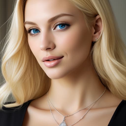  Blonde woman wearing a diamond necklace