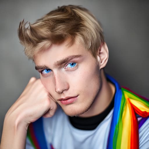 portrait+ style Russian LGBT queer twink blonde hunk dude face