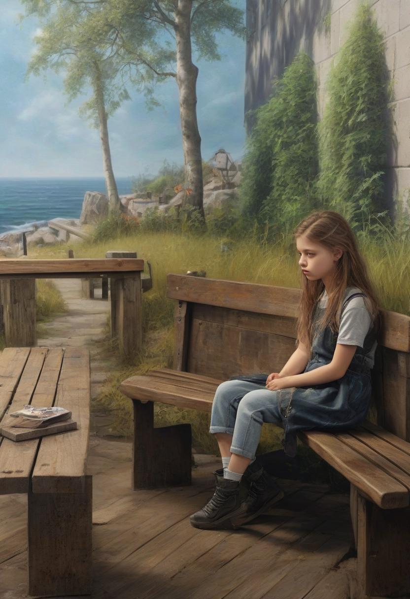  hyperrealistic art bench girl . extremely high resolution details, photographic, realism pushed to extreme, fine texture, incredibly lifelike