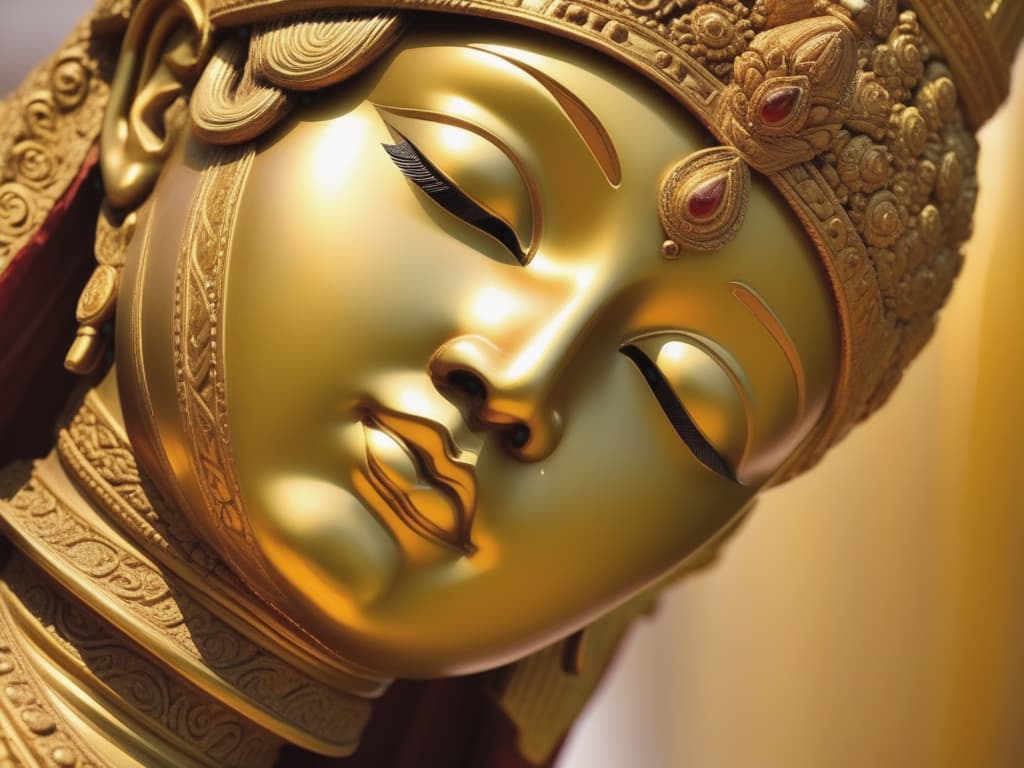  beautiful close up of an ancient eastern statue, serene divine expression