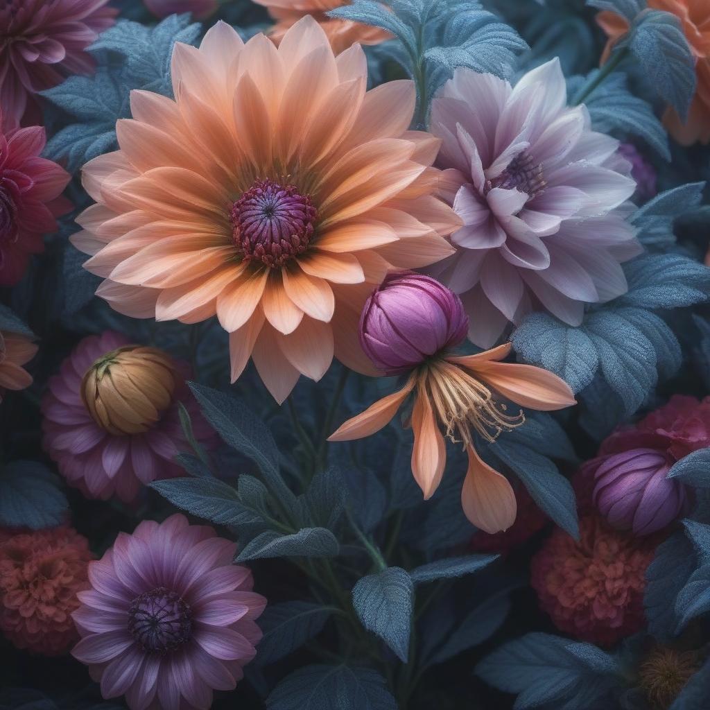  An extraordinary unprecedented beautiful flower hyperrealistic, full body, detailed clothing, highly detailed, cinematic lighting, stunningly beautiful, intricate, sharp focus, f/1. 8, 85mm, (centered image composition), (professionally color graded), ((bright soft diffused light)), volumetric fog, trending on instagram, trending on tumblr, HDR 4K, 8K