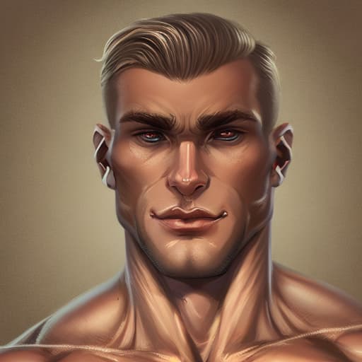 portrait+ style Russian LGBT queer fitness model blonde hunk dude face