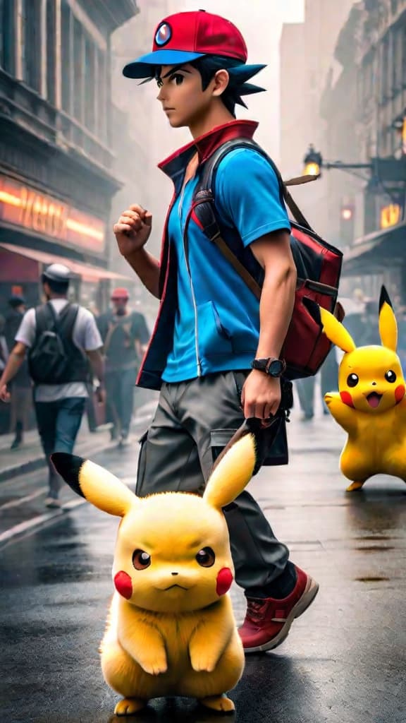  anime art of ash ketchum from pokémon, bruised and battered, protecting pikachu from an attacking flock of spearows hyperrealistic, full body, detailed clothing, highly detailed, cinematic lighting, stunningly beautiful, intricate, sharp focus, f/1. 8, 85mm, (centered image composition), (professionally color graded), ((bright soft diffused light)), volumetric fog, trending on instagram, trending on tumblr, HDR 4K, 8K