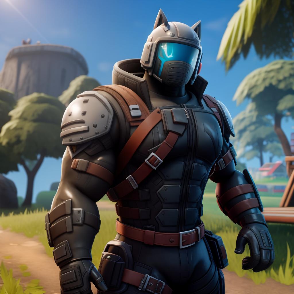  Power armoured soldier (fortnite), full body, leather gloves, open eyes, masterpiece, 4k, fine details,