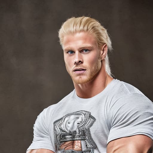 portrait+ style WWE superstar blonde hunk dude face