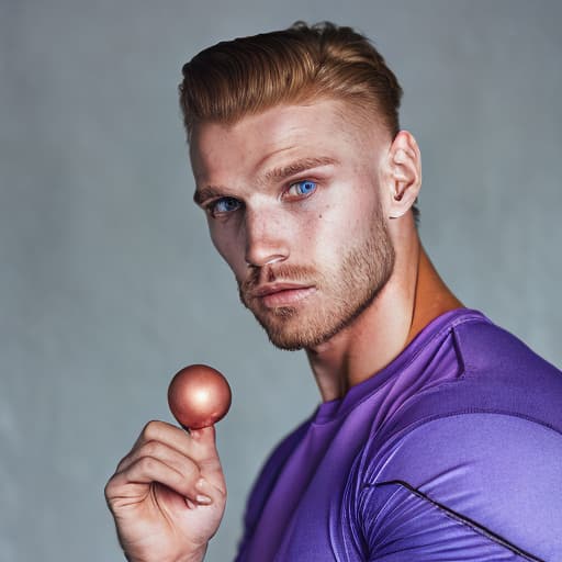 portrait+ style USSR queer fitness trainer blonde hunk dude face