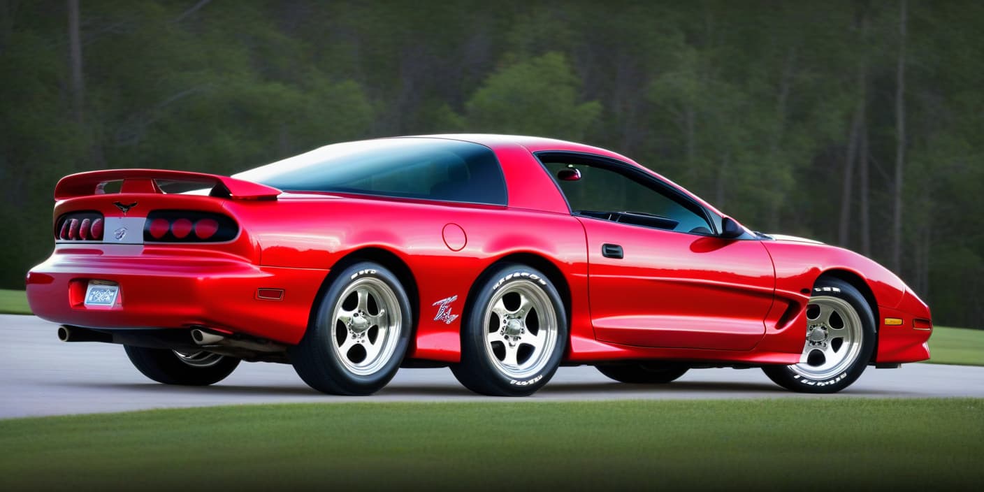  1995 red trans am with american racing wheels and mickey thompson tires