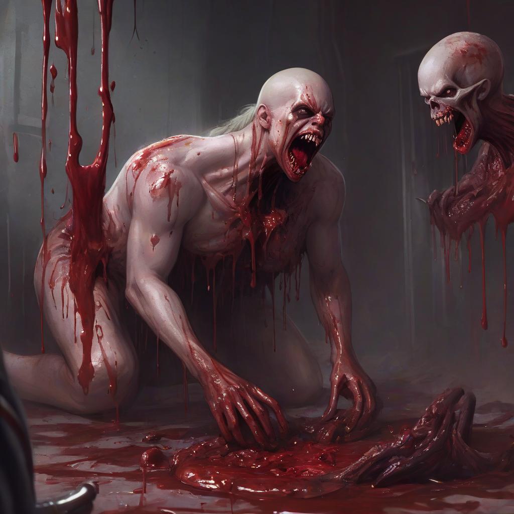  concept art blood eating . digital artwork, illustrative, painterly, matte painting, highly detailed